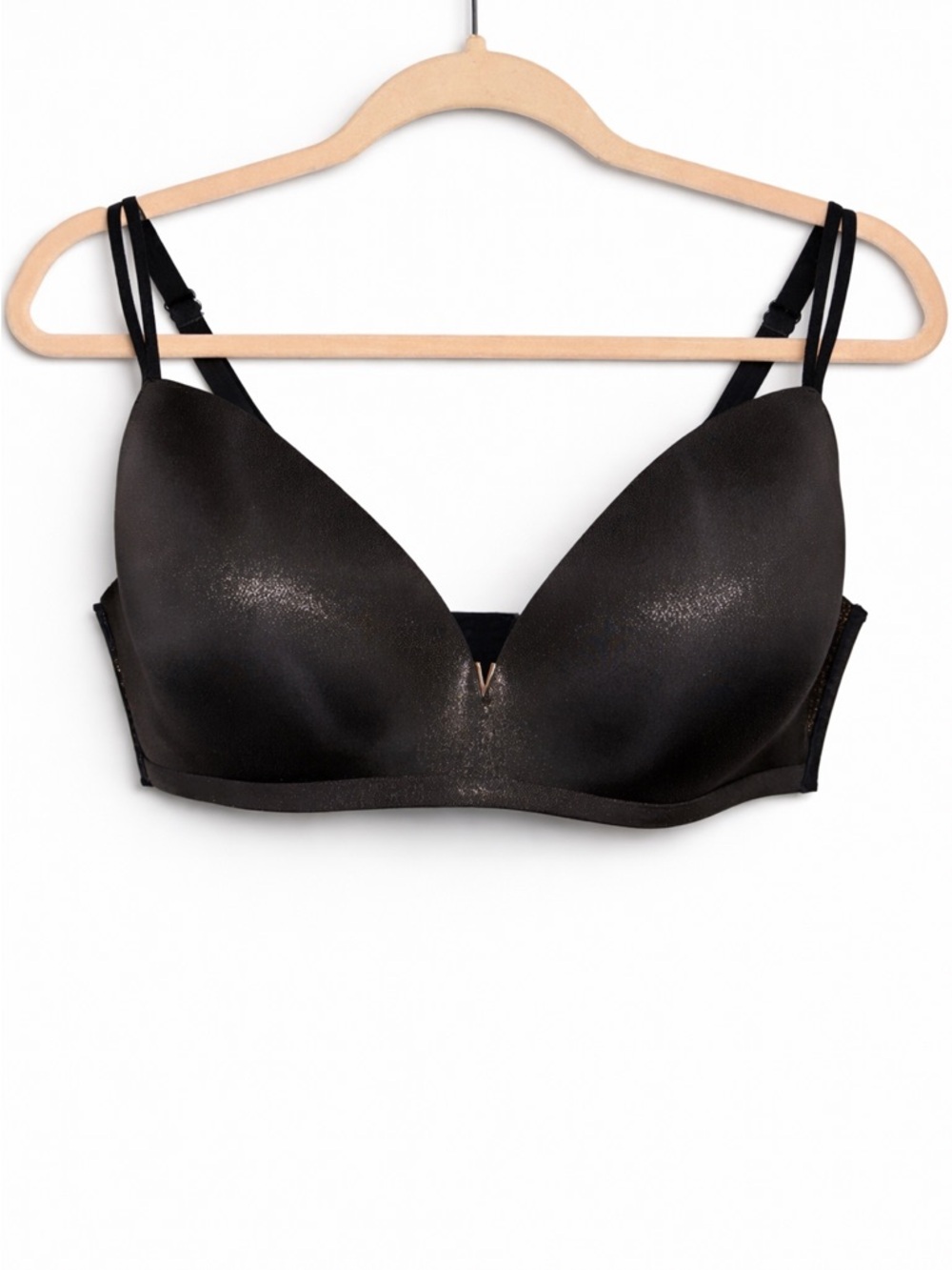 Victoria’s Secret Wireless Bra 38DD Black Gold Shimmer Lightly Lined